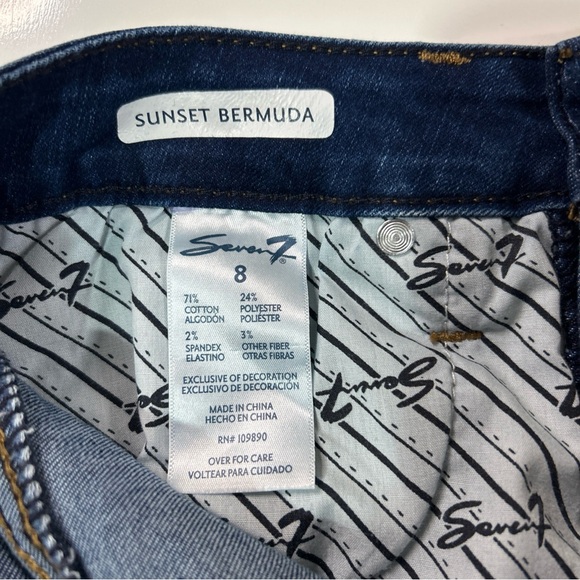 Seven7 Jeans Shorts Women’s 8 Blue Denim Cotton Outdoor Stretch Bermuda Roll Up - Picture 6 of 12